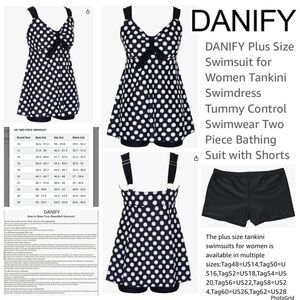Danify 48 (US 14) black polka dot two piece Tankini NWOT